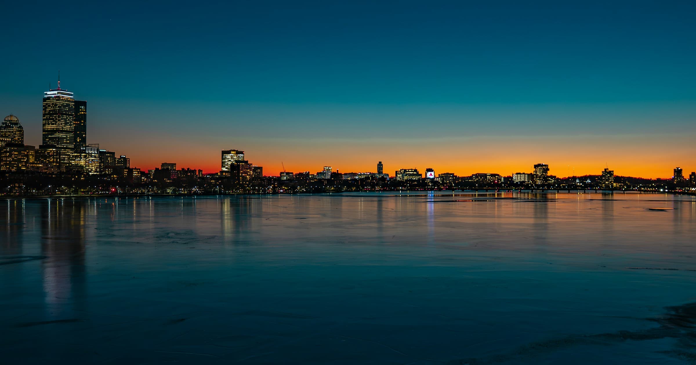 Boston skyline at dusk