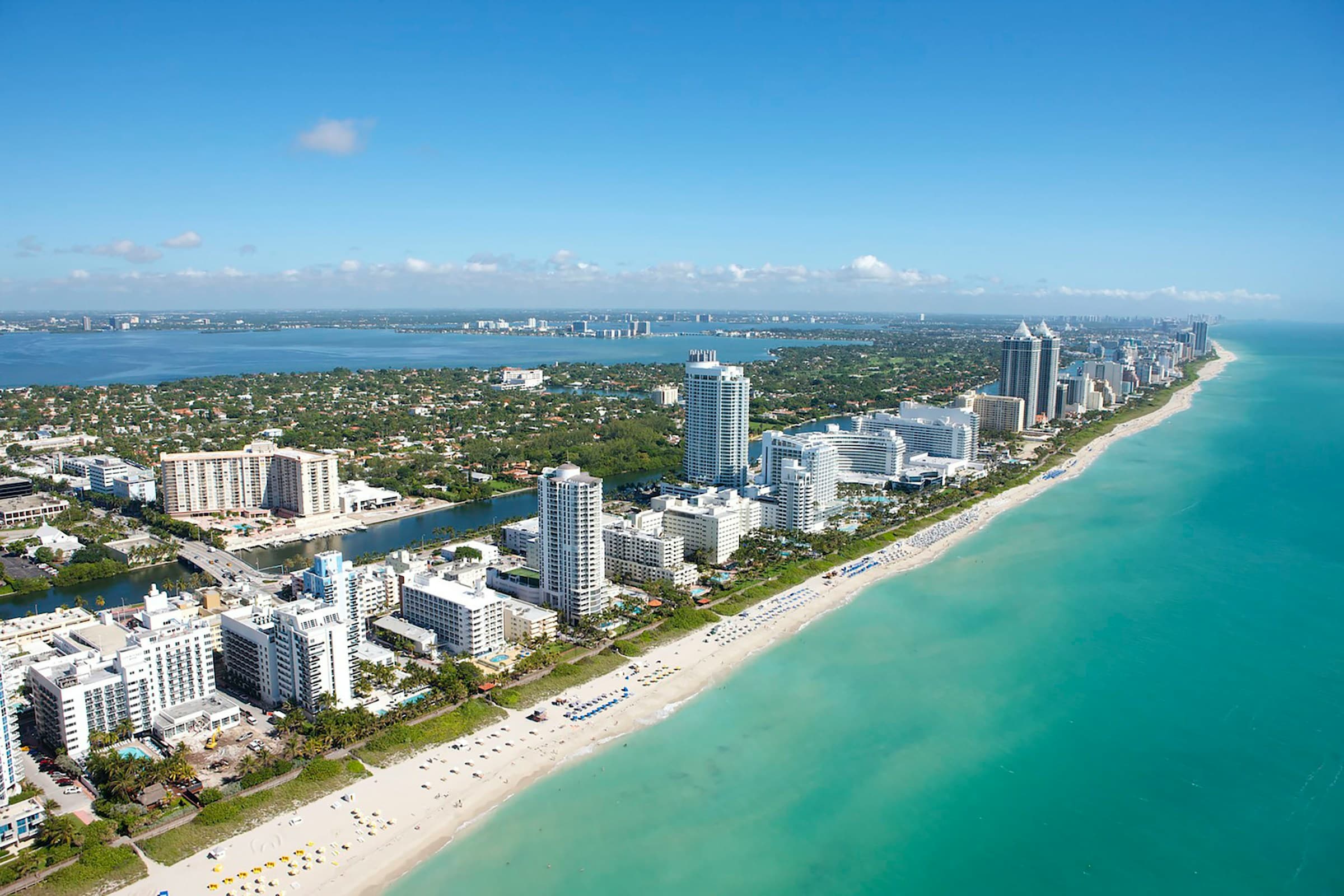 Aerial view of Miami Beach coastline