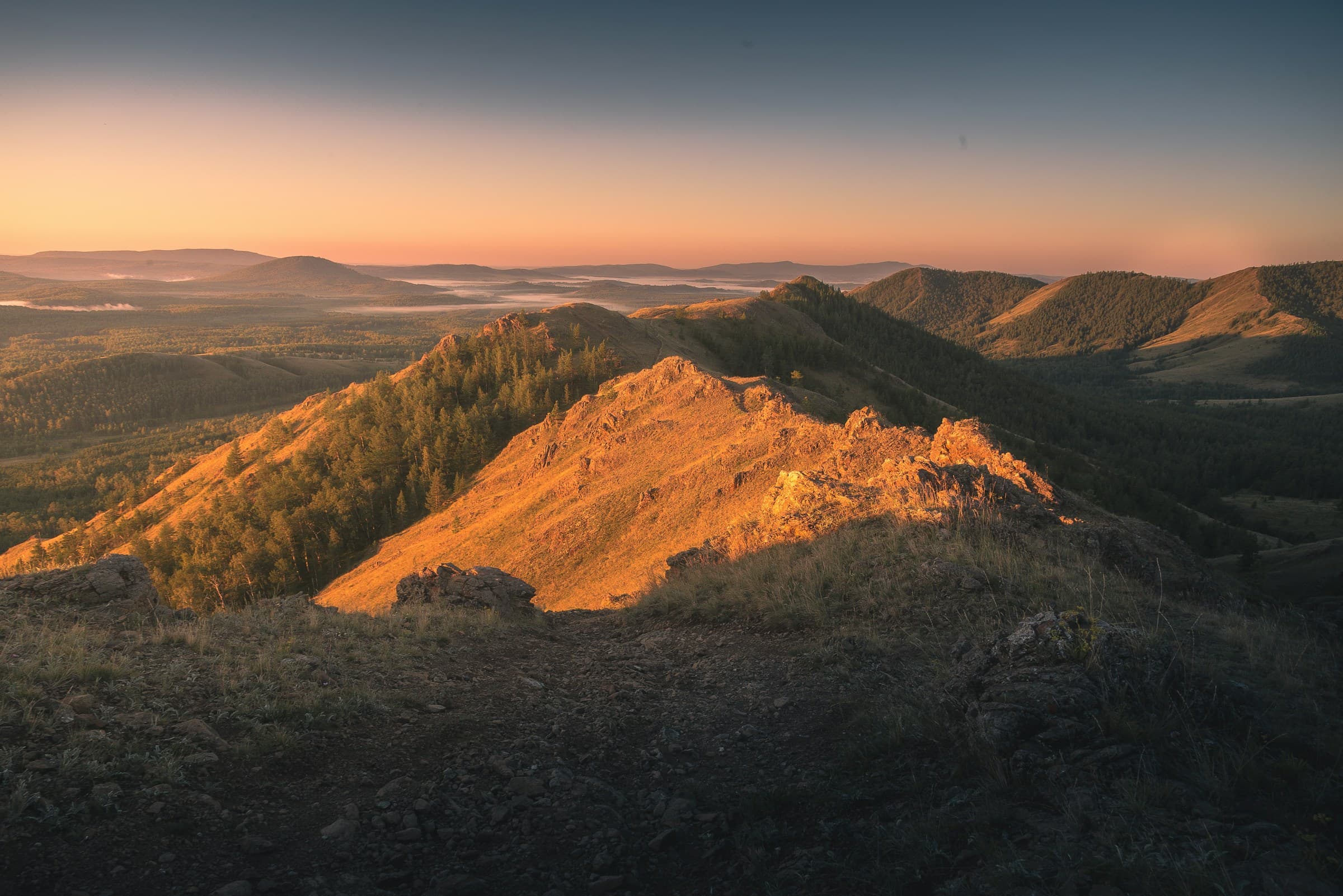Mountain ridge at sunrise