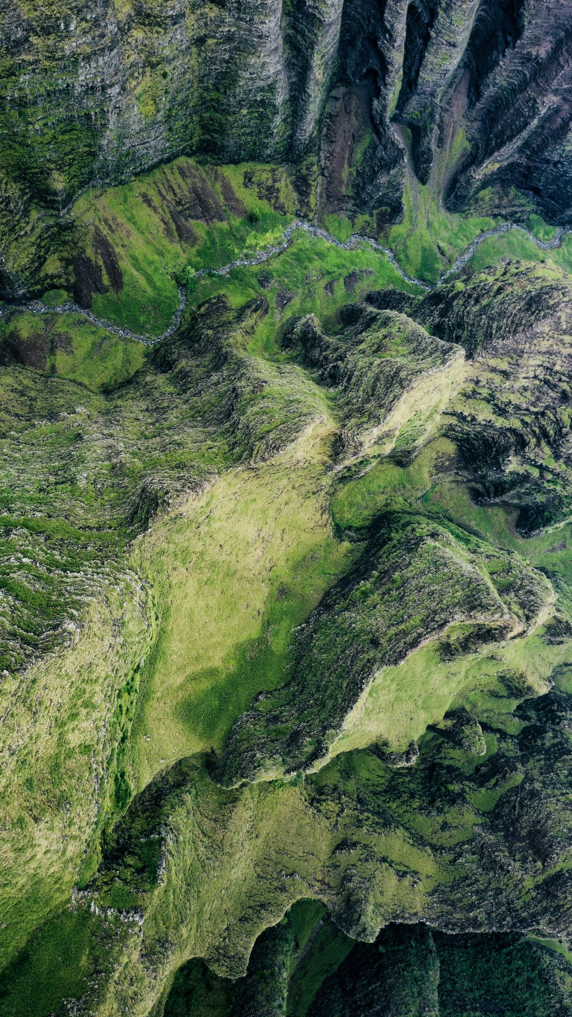 Aerial view of a green valley
